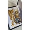 Image 2 : GOLD TONE WATCH, BRACELET AND NECLACE WITH PENDANT SET