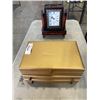 Image 1 : JEWLLERY CASE W/ CONTENTS AND CLOCK W/ DRAWER