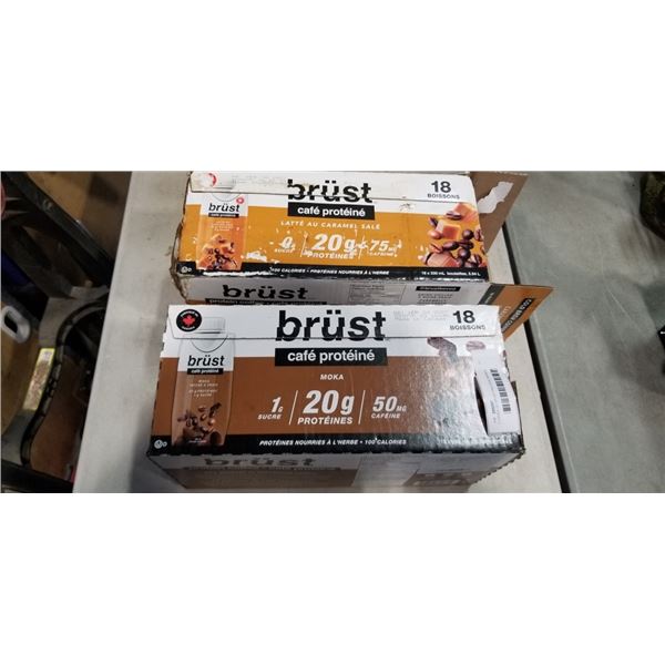 2 CASES OF BRUST PROTEIN DRINKS CARAMEL AND MOCHA, 2027 EXP
