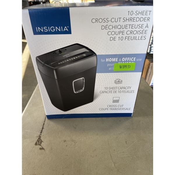 INSIGNIA 10 SHEET CROSSCUT SHREDDER WORKING AS NEW