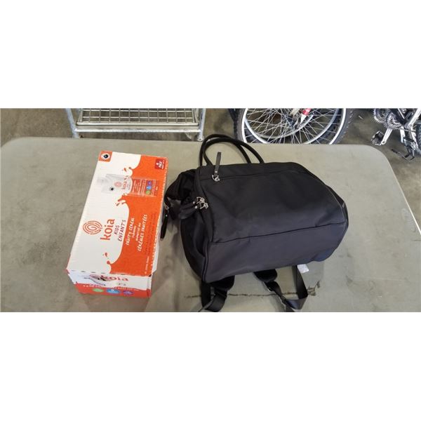 DIAPER BAG AND KOIA KIDS PROTEIN DRINKS