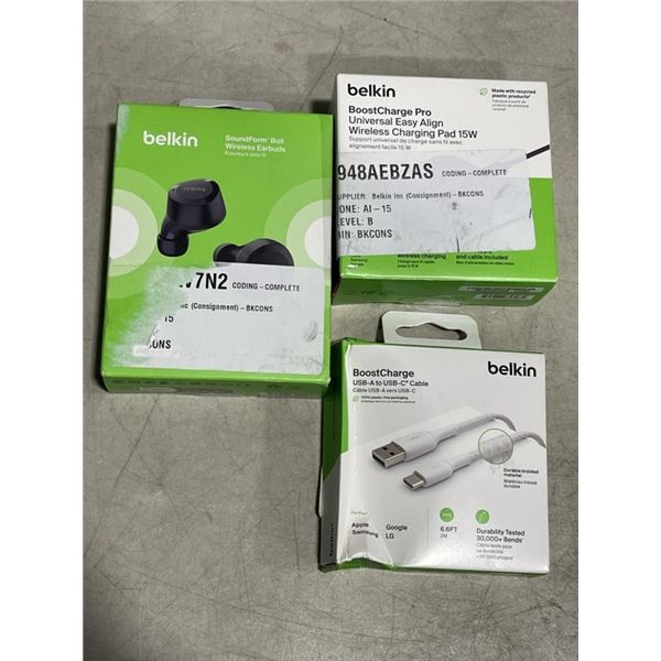 BELKIN SOUNDFORM FLO NOISE CANCELLING EARBUDS , BELKIN BOOSTCHARGE PRO UNIVERSAL EASY ALIGN WIRELESS