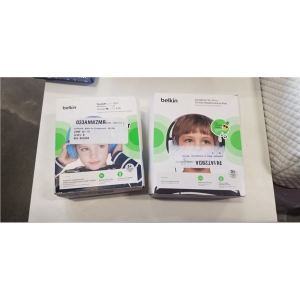 2 SETS OF BELKIN SOUNDFORM MINI WIRELESS ON EAR HEADPHONES FOR KIDS