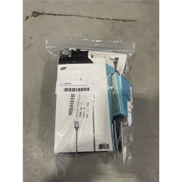 ASSORTED LBT IPHONE CHARGERS, ADPTORS CORDS ETC