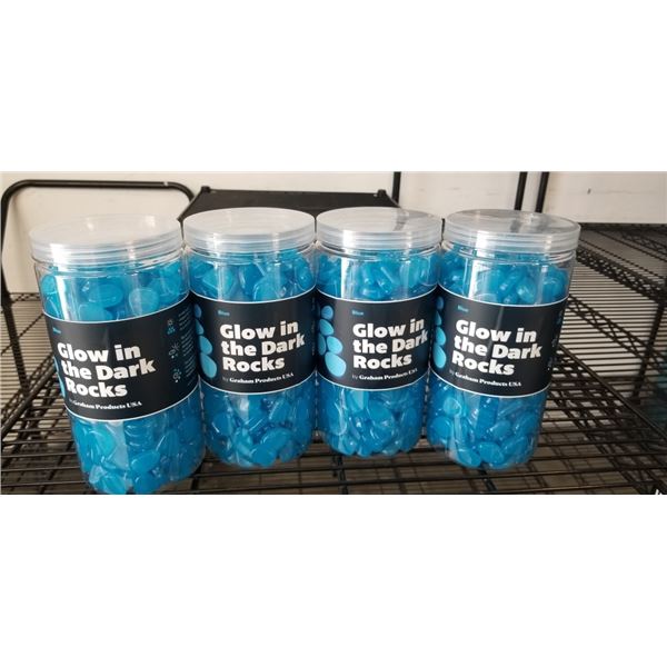 4 NEW TUBS OF BLUE GLOW IN THE DARK ROCKS
