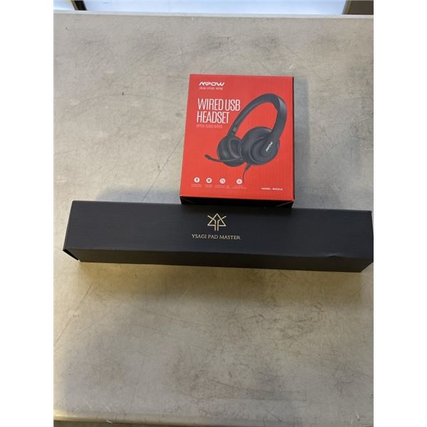 NEW COMPUTER DESK MAT AND WIRED COMPUTER HEADSET