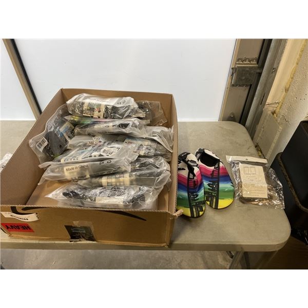 LOT OF VARIOUS WATER SHOES AND WET BAGS