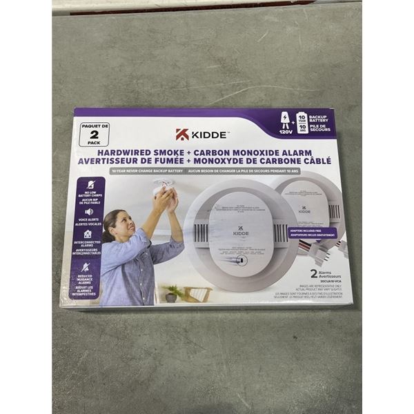2 PACK OF KIDDE HARD WIRED SMOKE AND CARBON MONOXIDE ALARMS