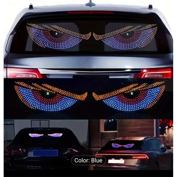 NEW LED BIG EYES SCREEN CAR WIRELESS THREE-COLOR DISPLAY CAR REAR WINDOW LED LIGHT DEVIL'S EYE