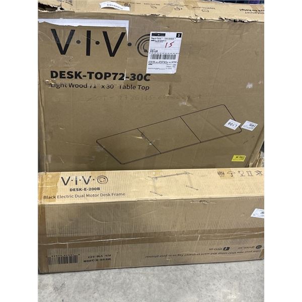 VIVO LIGHT WOOD 71"X 30" TABLE TOP AND BLACK ELECTRIC MOTOR DESK FRAME