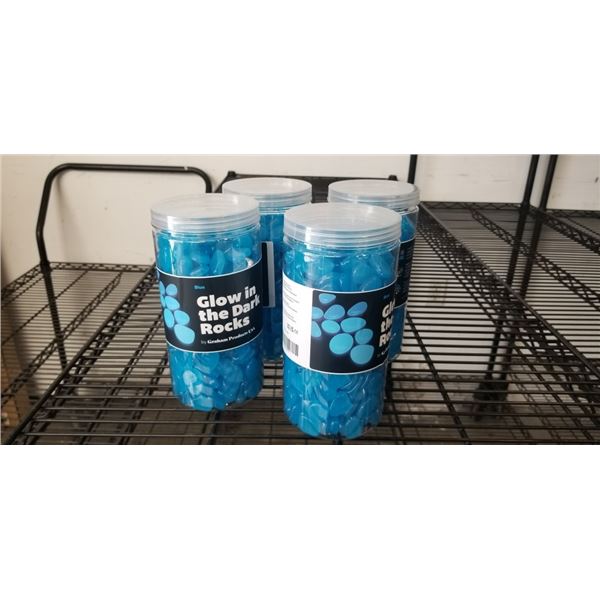 4 NEW TUBS OF BLUE GLOW IN THE DARK ROCKS