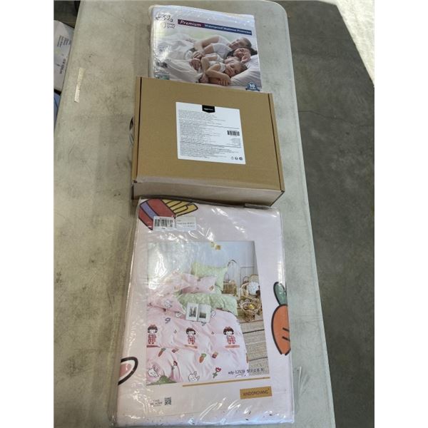 NEW TWIN SIZE DUVET COVER, SHEET SET AND MATTRESS PROTECTOR