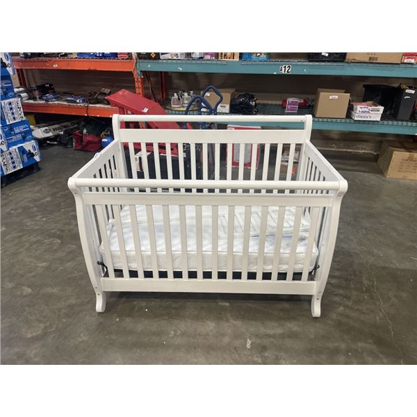 WHITE CRIB WITH MATTRESS