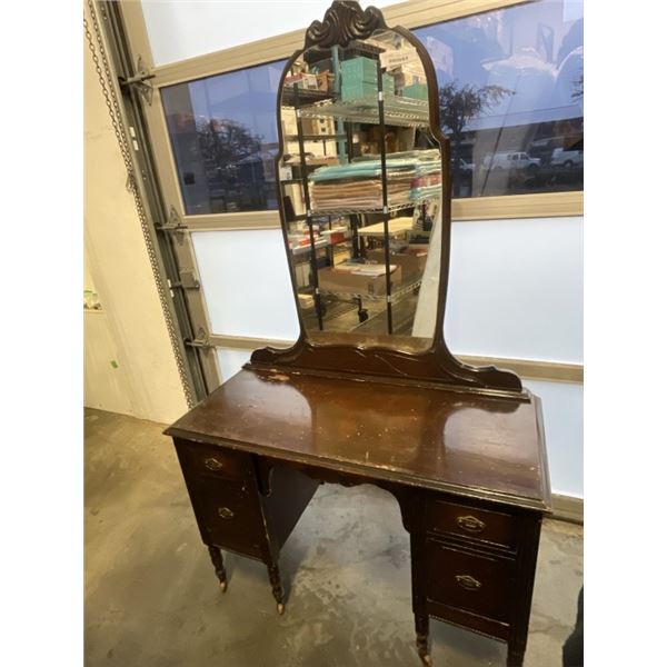 ANTIQUE VANITY DRESSER WITH MIRROR