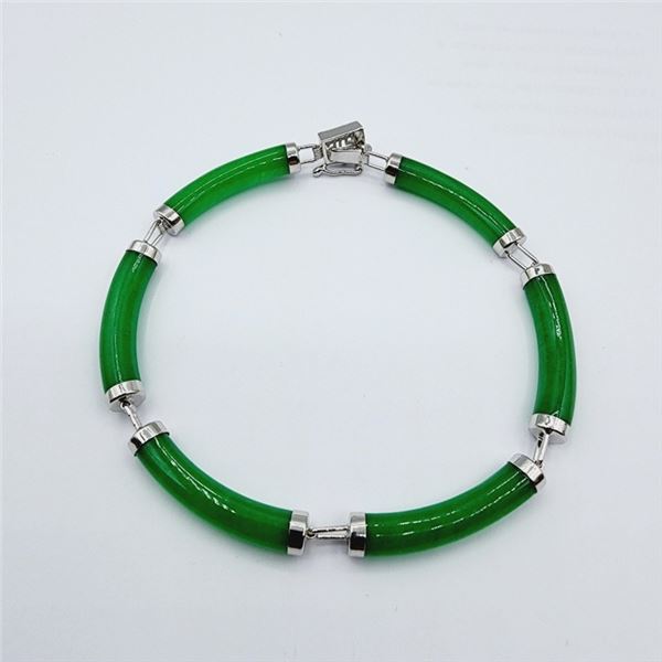 STERLING SILVER JADEITE (30CT) 7.75" BRACELET, W/A $775.00.