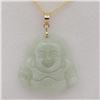 Image 1 : 14KT YELLOW GOLD JADEITE (22CT) LAUGHING BUDDHA PENDANT WITH GOLD PLATED STERLING SILVER CHAIN, W/A 