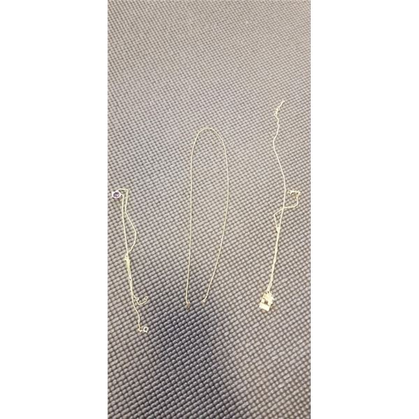 14K GF CHAIN, BROKEN CLASP AND 2 BROKEN 925 NECKLACES