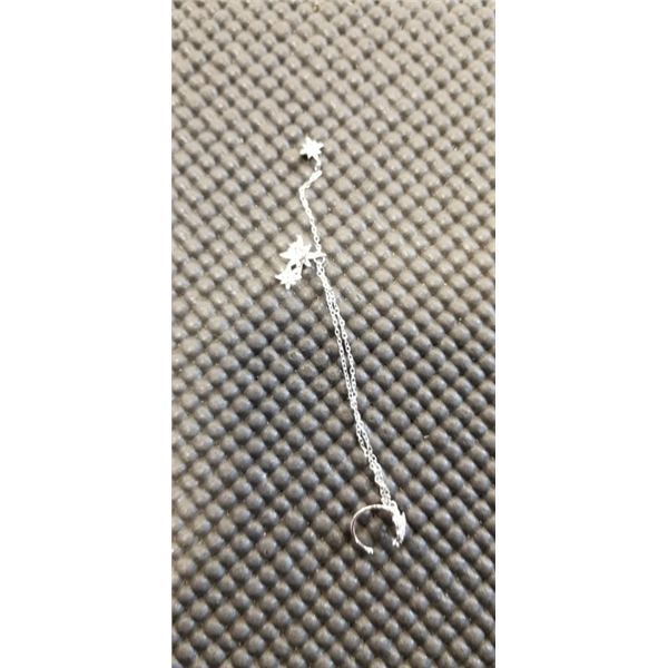 STERLING SILVER 925 STAR DANGLE EARRING WITH EAR CUFF AND CHAIN DETAIL