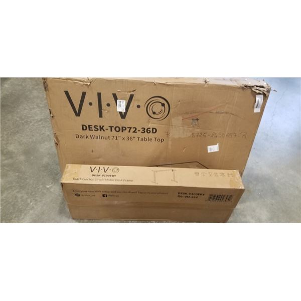 VIVO DARK WALNUT 71"X36" TABLE TOP AND VIVO BLACK ELETRIC SINGLE MOTOR DESK FRAME