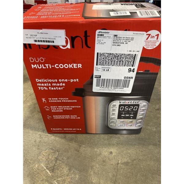 INSTANT POT DUO V5 7IN1 6QT PRESSURE COOKER - TESTED WORKING, RETAIL $159