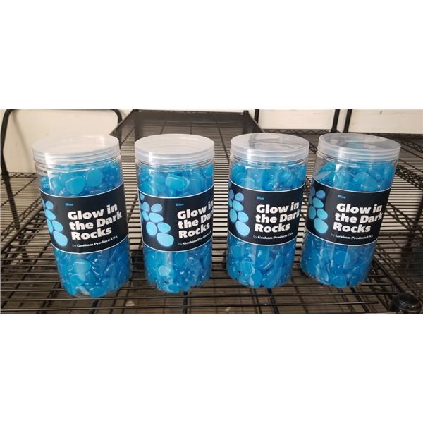 4 NEW TUBS OF BLUE GLOW IN THE DARK ROCKS