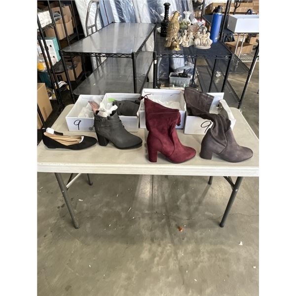 4 NEW PAIRS OF SHOES AND BOOTS SIZE 8.5 AND 9