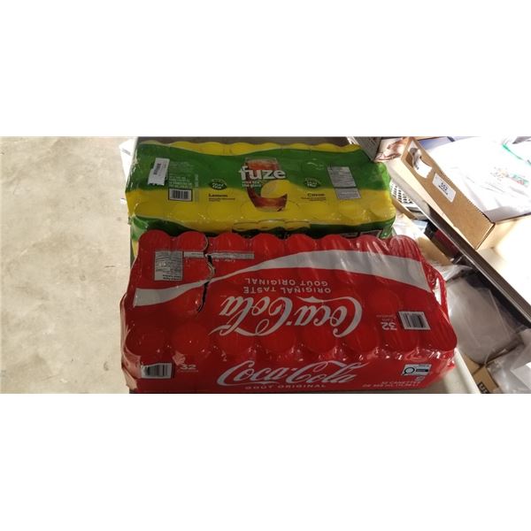 FLAT OF COCA COLA AND FLAT OF FUZE ICE TEA -  64 CANS TOTAL