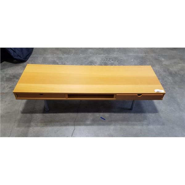 2 DRAWER MAPLE FINISH COFFEE TABLE