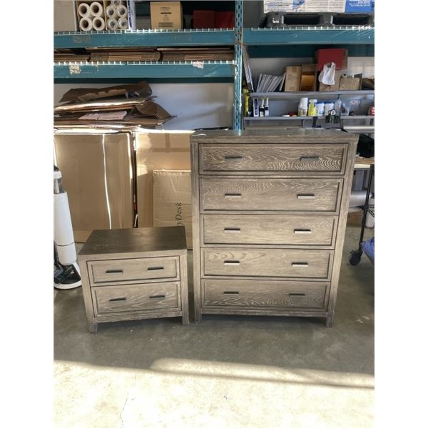 6 DRAWER HIGHBOY DRESSER W/ MATCHING NIGHT STAND