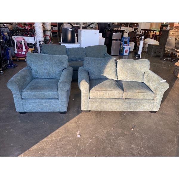 TURQUOISED LOVE SEAT AND CHAIR