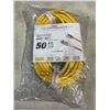 Image 1 : NEW 50FT INDOOR OUTDOOR HEAVY DUTY LIGHTED 3 WIRE EXTENSION CORD, 12AWG, YELLOW