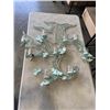 Image 4 : 2 MATEL AND GLASS CANDLE STANDS AND HORSE POT STAND
