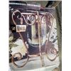 Image 5 : 2 MATEL AND GLASS CANDLE STANDS AND HORSE POT STAND