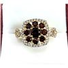 Image 1 : GOLD PLATED STERLING SILVER NATURAL GARNET (1.05CT) WITH NATURAL WHITE TOPAZ (1.4CT) RING, SIZE 9, W
