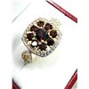 Image 3 : GOLD PLATED STERLING SILVER NATURAL GARNET (1.05CT) WITH NATURAL WHITE TOPAZ (1.4CT) RING, SIZE 9, W