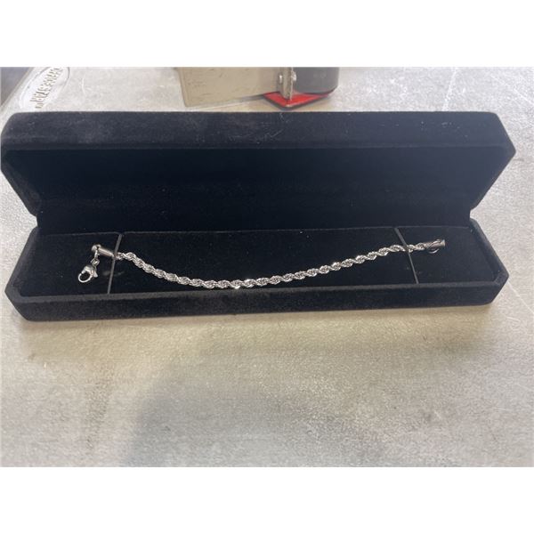 NEW PLATINUM PLATED 5.5MM ROPE BRACELET 8" LONG