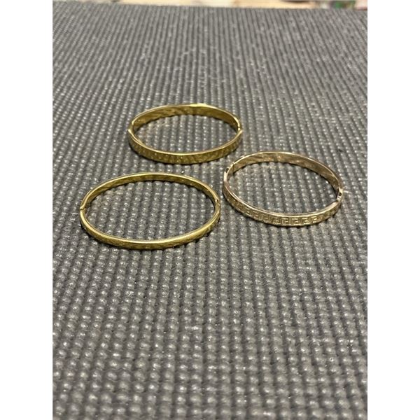 3 UNMARKED GOLD TONE BANGLES