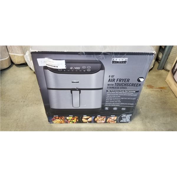 BELLA PRO 5.7L TOUCHSCREEN AIR FRYER - TESTED WORKING, RETAIL $219