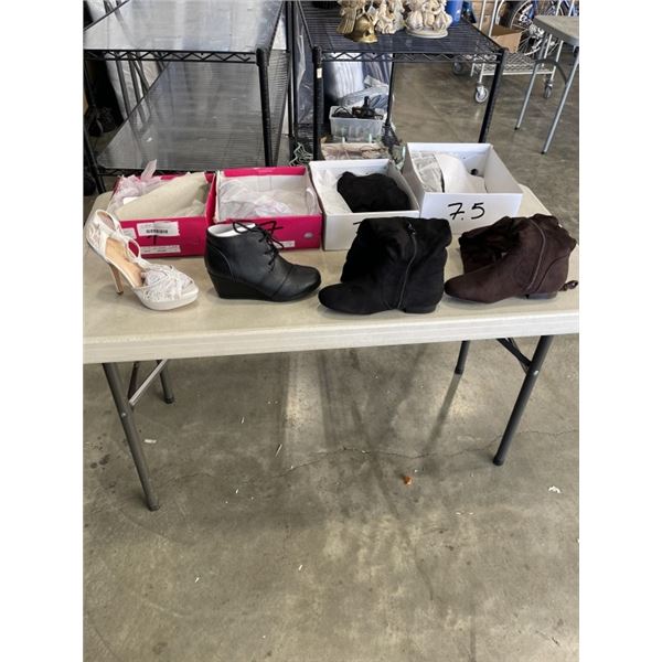 4 NEW PAIRS OF SHOES AND BOOTS SIZE 7 AND 7.5