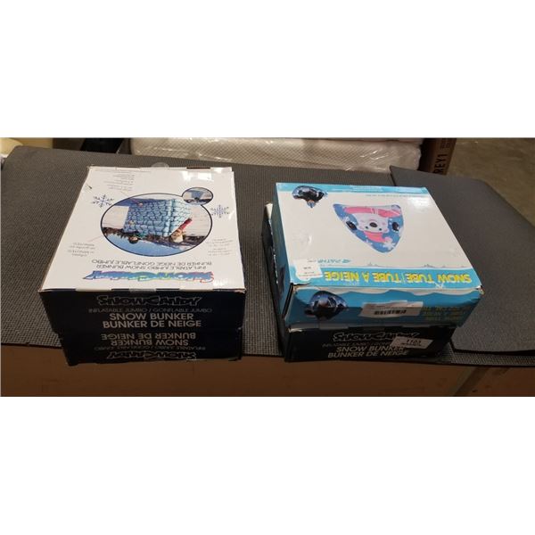 3 INFLATABLE JUMBO SNOW BUNKERS AND SNOW TUBE