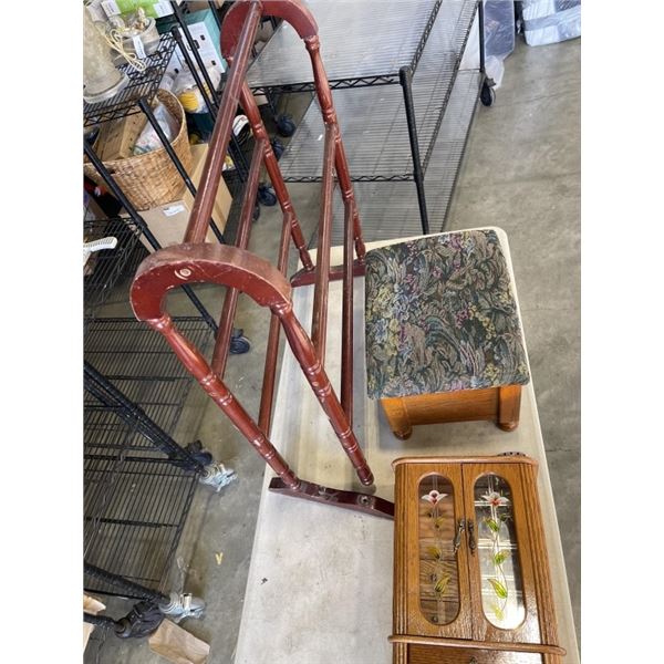 BLANKET RACK, SMALL STORAGE STOOL AND JEWLLERY CASE