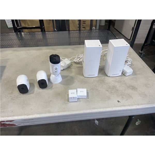 ARLO SECURITY CAMERAS AND LINKSYS WIFI SYSTEM