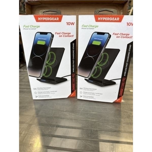2 NEW HYPERGEAR FAST CHARGE WIRELESS CHARGERS, WORKS IN PORTRAIT OR LANDSCAPE, CASE COMPATIBLE, INCL