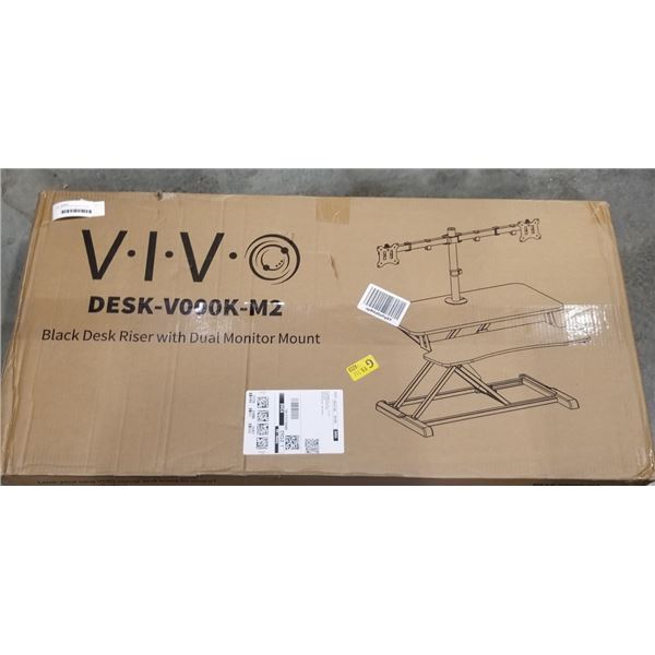 VIVO BLACK DESK RISER WITH DUAL MONITOR MOUNT