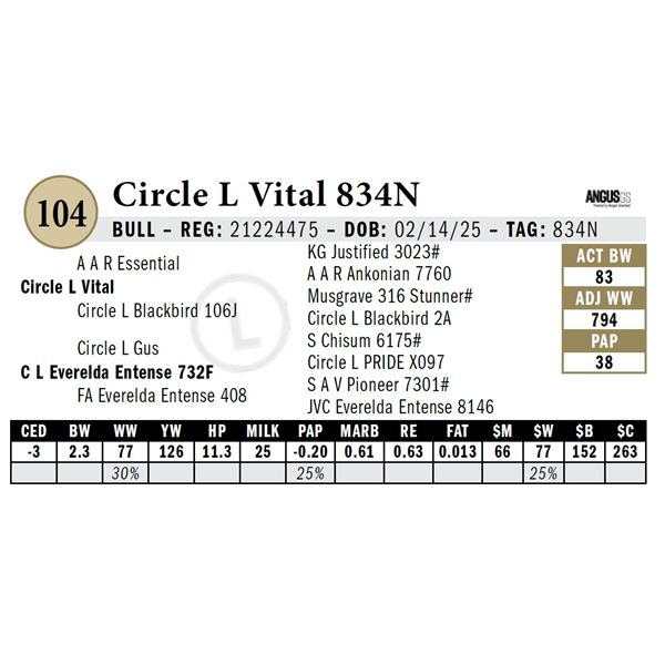 Circle L Vital 834N