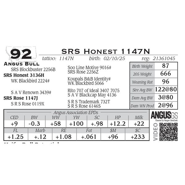 SRS Honest 1147N