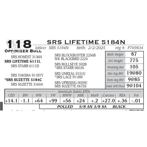SRS LIFETIME 5184N