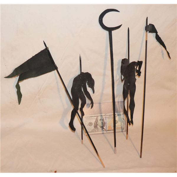 DRACULA BRAM STOKER'S SICKLE MOON STAFF BATTLE FLAGS LARGER SHADOW PUPPETS LOT OF 5