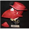 Image 1 : EYEONEYEZ LEATHER RED CROW IN A HAT FULL HEAD MASK PROTOTYPE