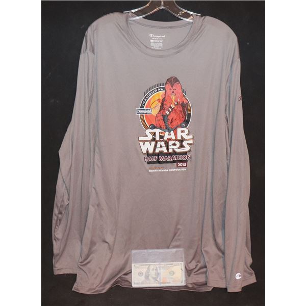 STAR WARS 10K 2015 PROMO SHIRT SIGNED BY CARRIE FISHER & JJ ABRAHMS
